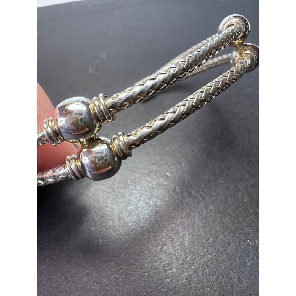 Sterling silver adjustable station cuff bracelet - Picture 10 of 11